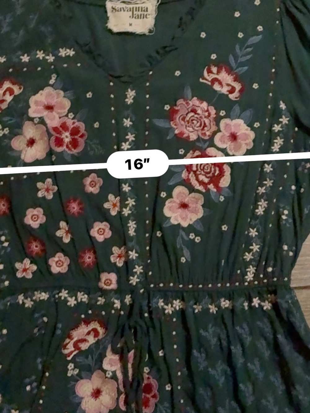 Savanna Jane Teal Embroidered Floral Blouse - Picture 7 of 8